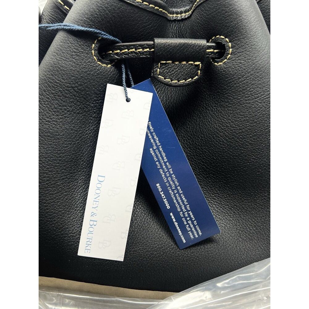 Dooney & Bourke Sorrento Drawstring Shoulder Bag BLACK Leather NWT $328 Bucket - Picture 8 of 16